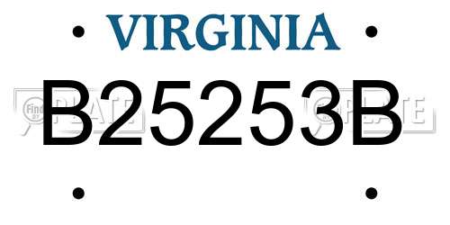 B25253B Virginia License Plate