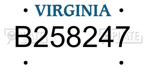 B258247 Virginia License Plate
