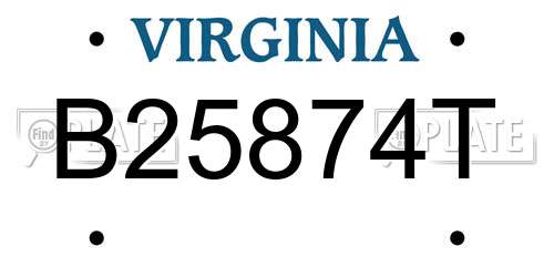 B25874T Virginia License Plate