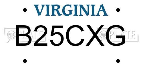 B25CXG Virginia License Plate
