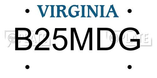B25MDG Virginia License Plate