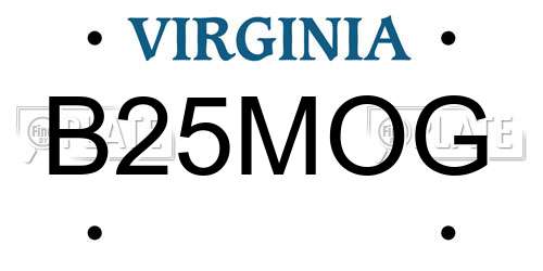B25MOG Virginia License Plate