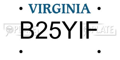 B25YIF Virginia License Plate