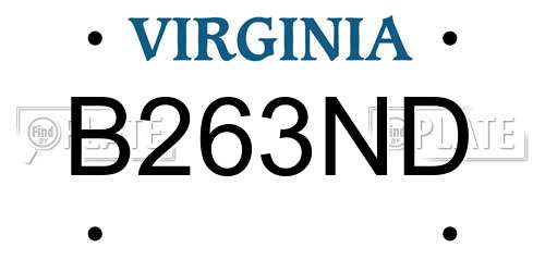 B263ND Virginia License Plate