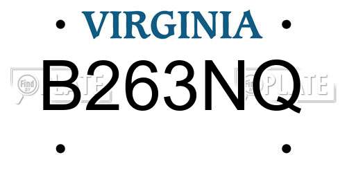 B263NQ Virginia License Plate
