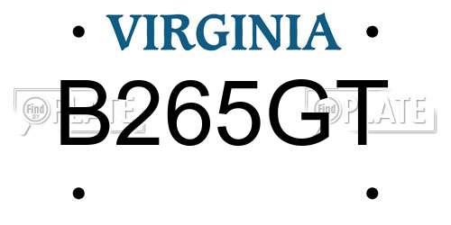 B265GT Virginia License Plate