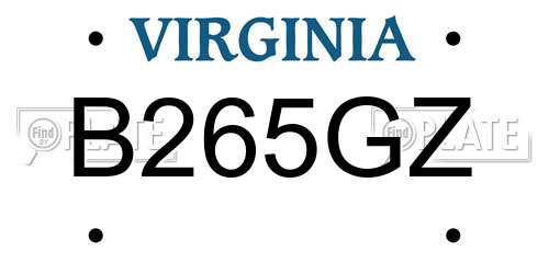 B265GZ Virginia License Plate