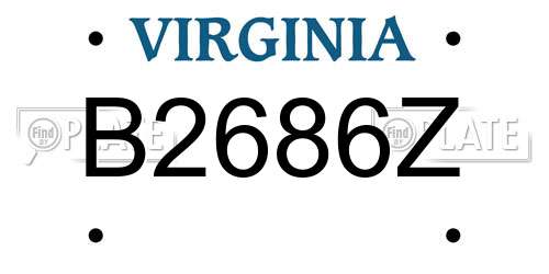 B2686Z Virginia License Plate