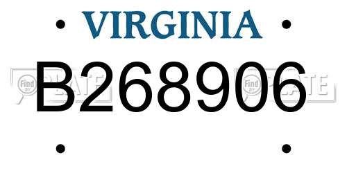 B268906 Virginia License Plate