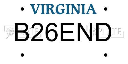 B26END Virginia License Plate