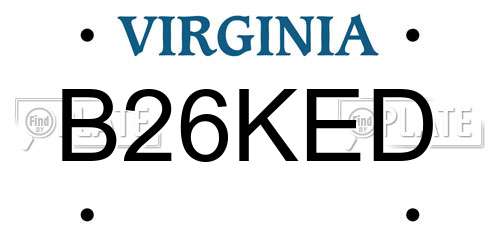 B26KED Virginia License Plate