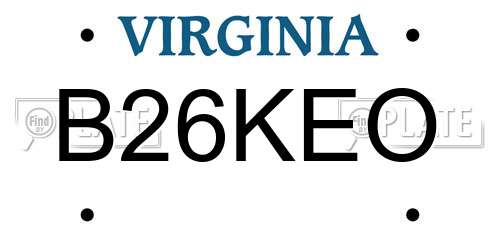 B26KEO Virginia License Plate