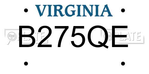 B275QE Virginia License Plate