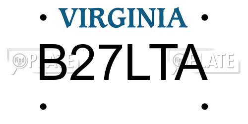 B27LTA Virginia License Plate