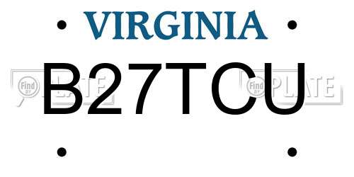 B27TCU Virginia License Plate