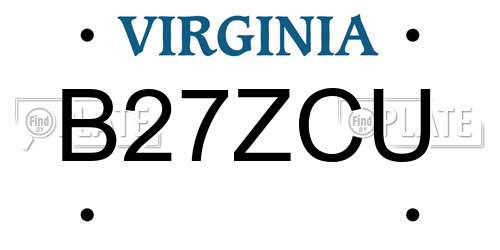 B27ZCU Virginia License Plate