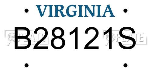 B28121S Virginia License Plate