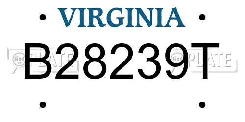 B28239T Virginia License Plate