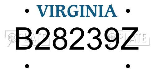 B28239Z Virginia License Plate