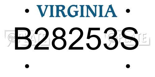 B28253S Virginia License Plate