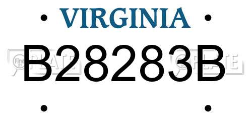 B28283B Virginia License Plate
