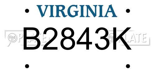B2843K Virginia License Plate