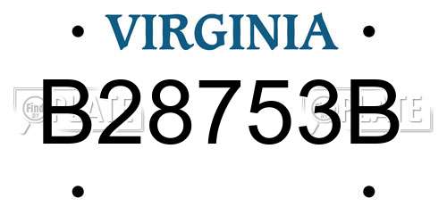 B28753B Virginia License Plate