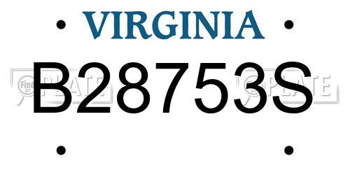 B28753S Virginia License Plate