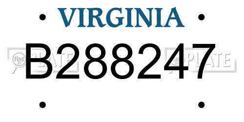 B288247 Virginia License Plate