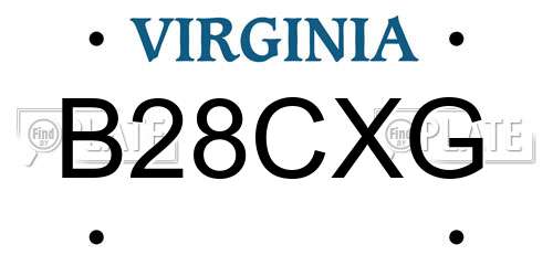 B28CXG Virginia License Plate