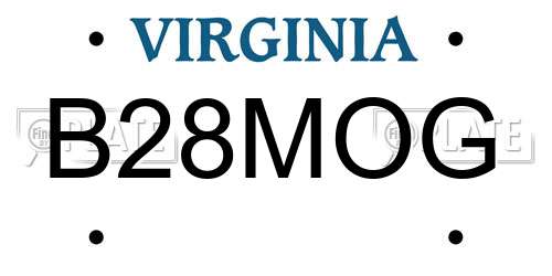 B28MOG Virginia License Plate