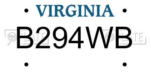 B294WB Virginia License Plate
