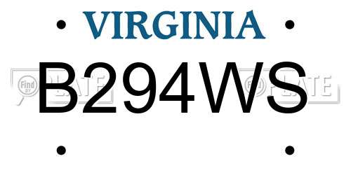 B294WS Virginia License Plate