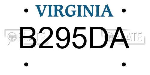 B295DA Virginia License Plate