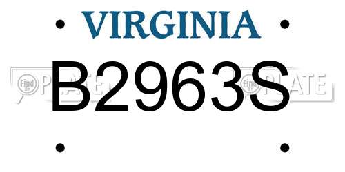 B2963S Virginia License Plate