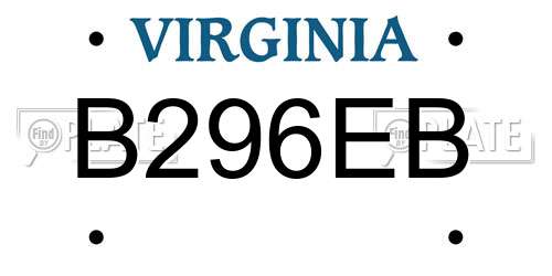 B296EB Virginia License Plate
