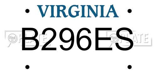 B296ES Virginia License Plate