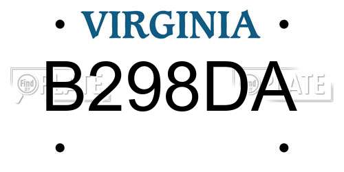 B298DA Virginia License Plate