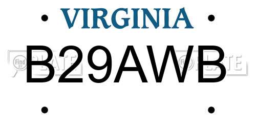 B29AWB Virginia License Plate