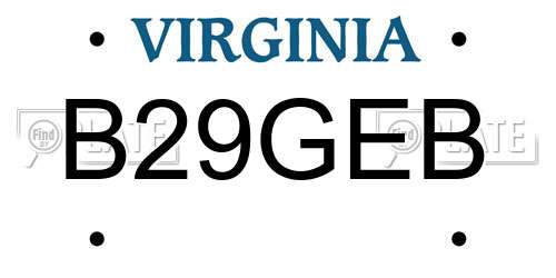 B29GEB Virginia License Plate