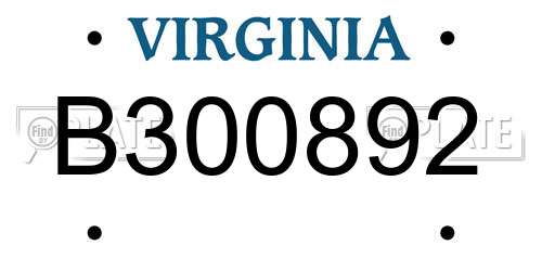 B300892 Virginia License Plate