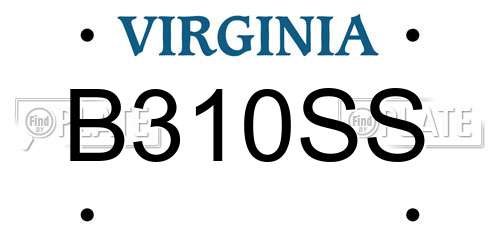 B310SS Virginia License Plate