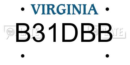 B31DBB Virginia License Plate
