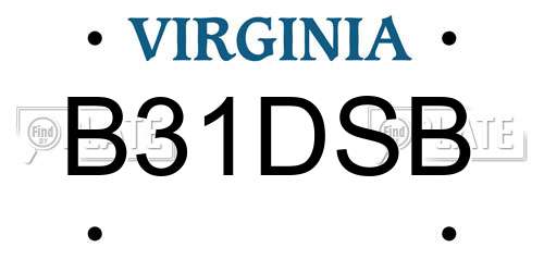 B31DSB Virginia License Plate