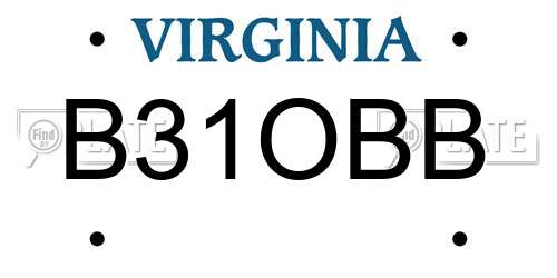B31OBB Virginia License Plate