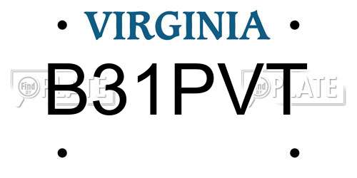 B31PVT Virginia License Plate