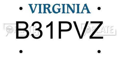 B31PVZ Virginia License Plate