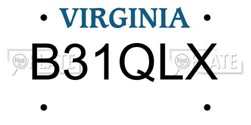 B31QLX Virginia License Plate