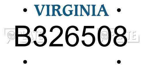 B326508 Virginia License Plate