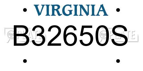 B32650S Virginia License Plate